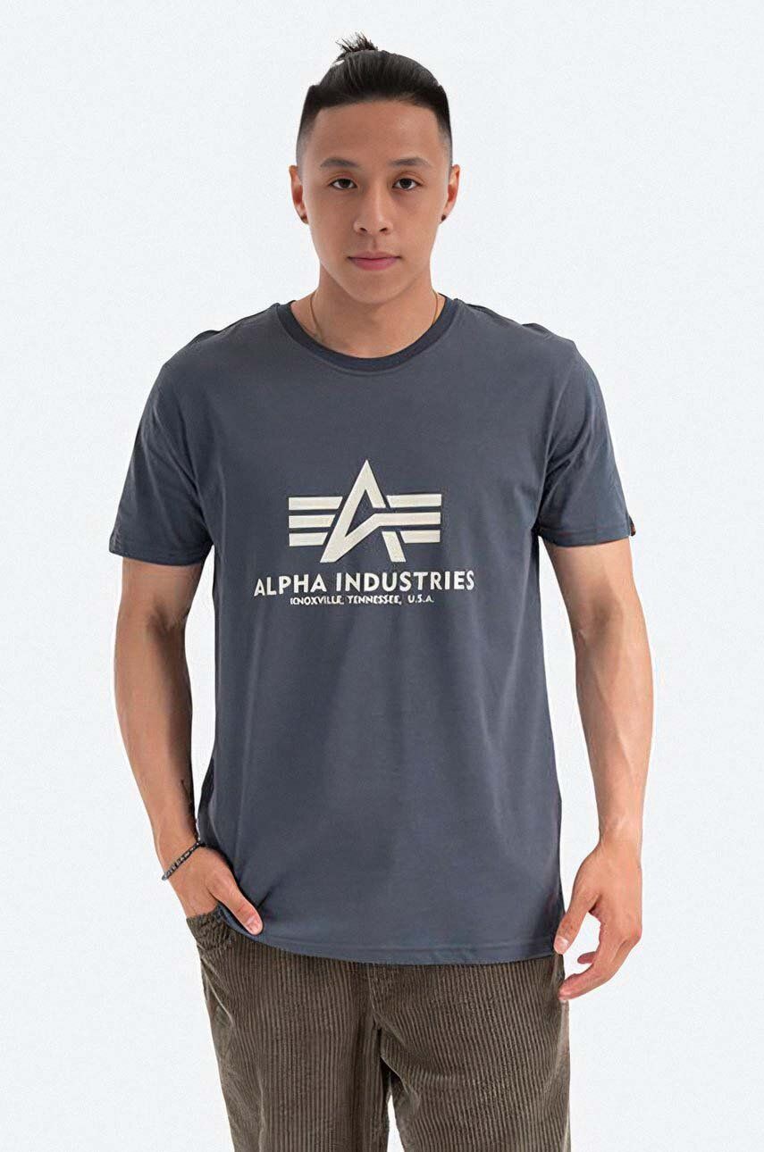Alpha Industries tricou din bumbac culoarea gri, cu imprimeu 100501.136-grey