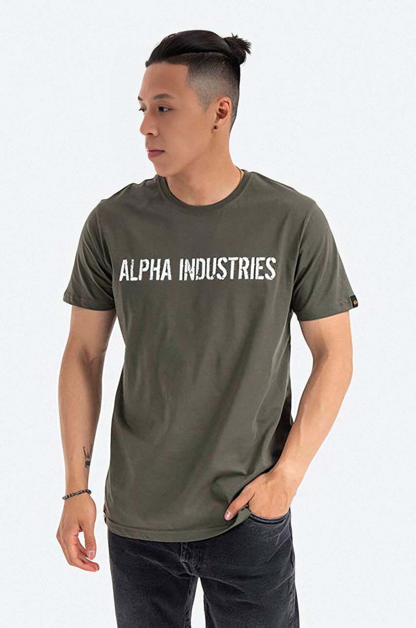 Alpha Industries tricou din bumbac culoarea verde, cu imprimeu 116512.142-green