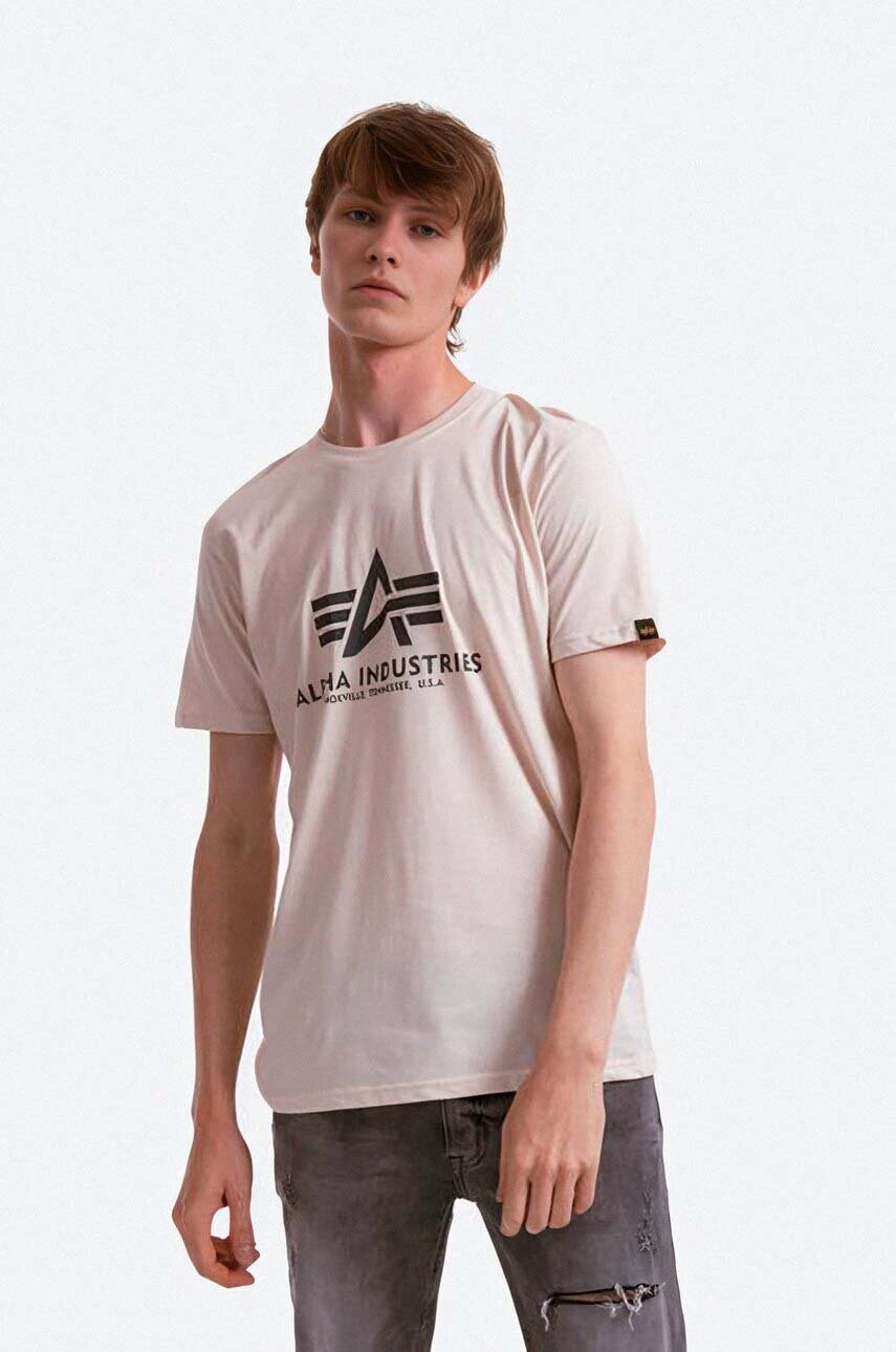 

Хлопковая футболка Alpha Industries цвет бежевый с принтом 100501.578-cream