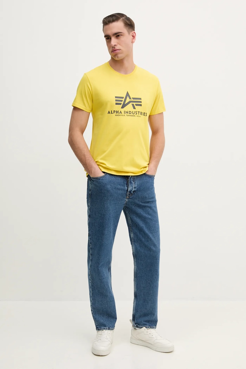 Хлопковая футболка Alpha Industries цвет жёлтый с принтом 100501.465-yellow Хлопковая футболка Alpha Industries цвет жёлтый с принтом 100501.465-yellow