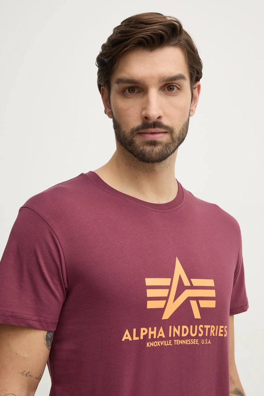 Alpha Industries tricou din bumbac Basic T-Shirt culoarea roșu, cu imprimeu 100501.184-red