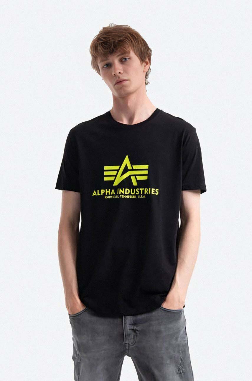 Alpha Industries tricou din bumbac culoarea negru, cu imprimeu 100501NP.478-black
