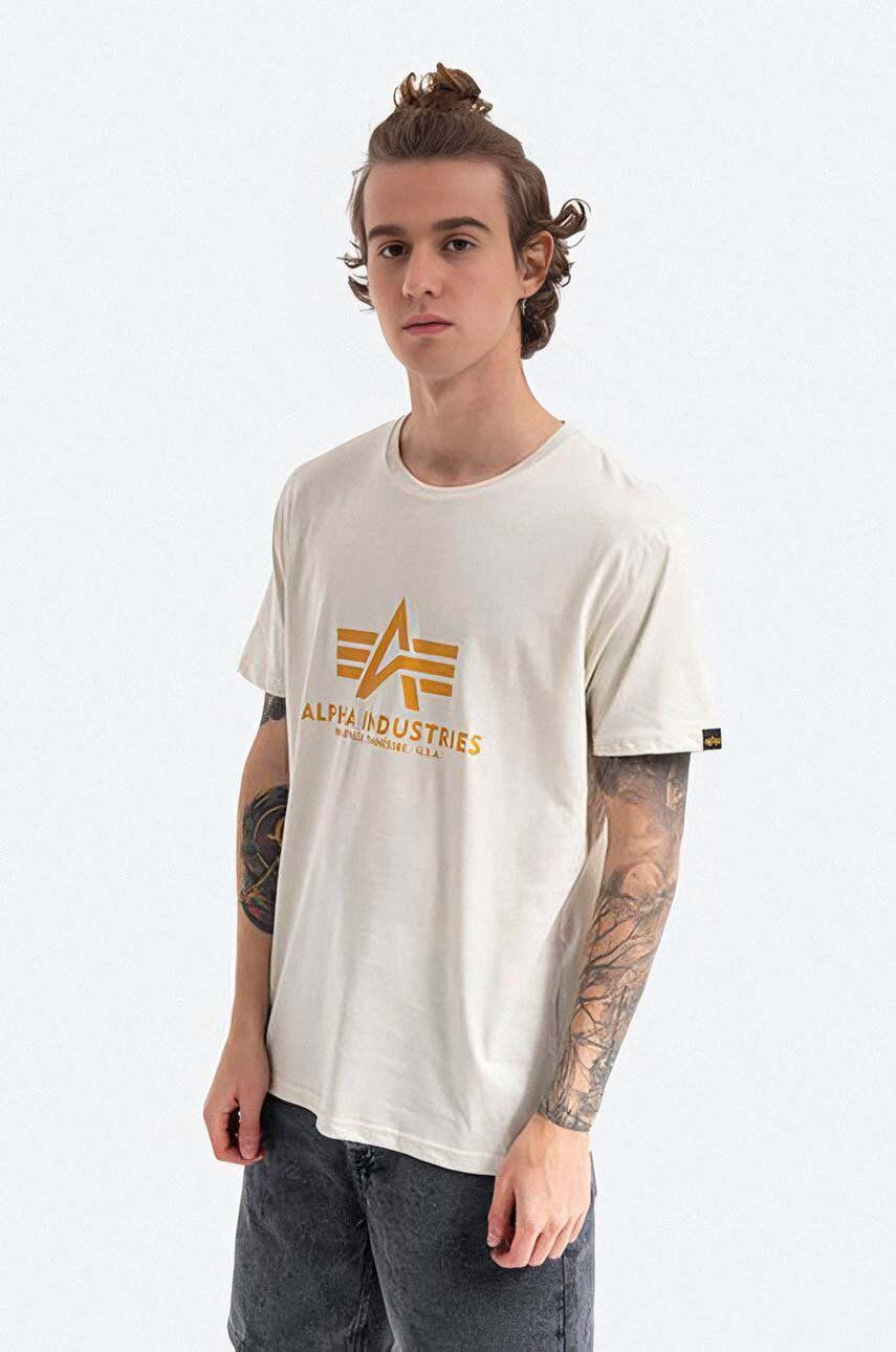 Alpha Industries tricou din bumbac culoarea bej, cu imprimeu 100501.300-cream