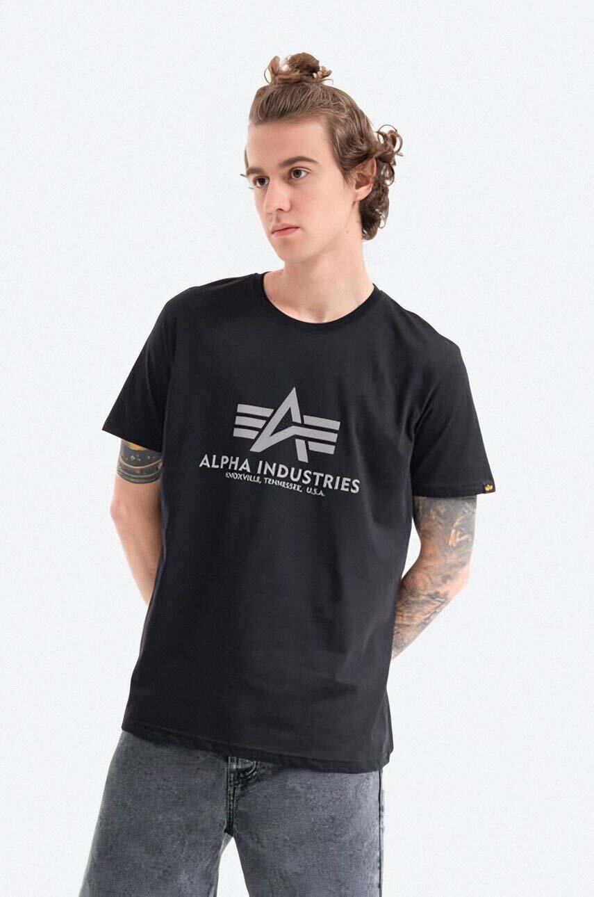 

Хлопковая футболка Alpha Industries цвет чёрный с принтом 100501RP.03-black