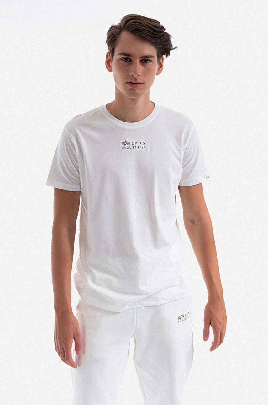 E-shop Bavlněné tričko Alpha Industries bílá barva, s potiskem, 118529.626-white