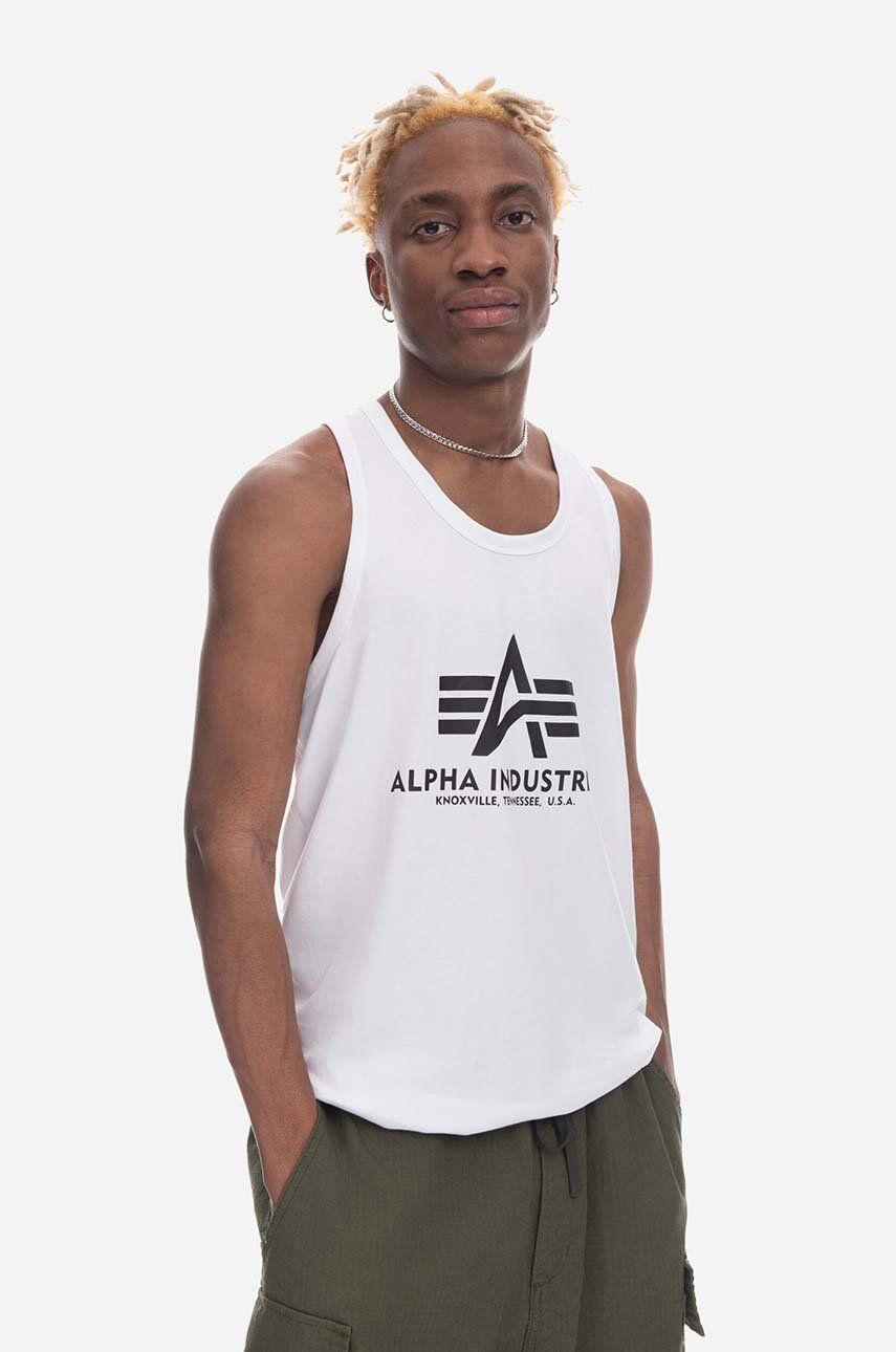 Bavlněné tričko Alpha Industries Basic Tank bílá barva, 116513.09-white - bílá -  100 % Bavlna