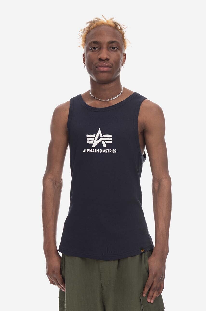 

Памучна тениска Alpha Industries Logo Tank в сиво, Сив