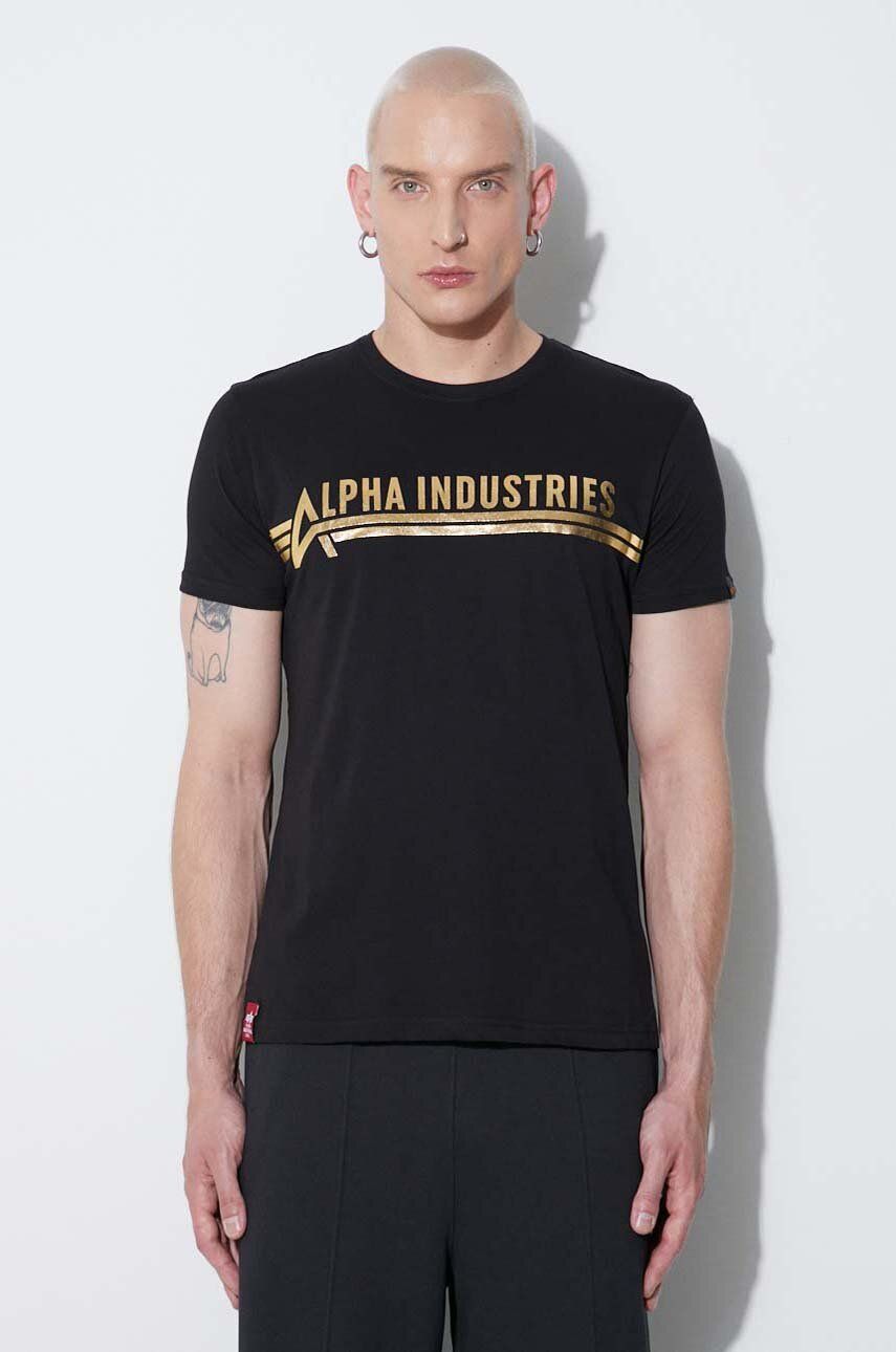 Alpha Industries tricou din bumbac culoarea negru, cu imprimeu 126505.583-black