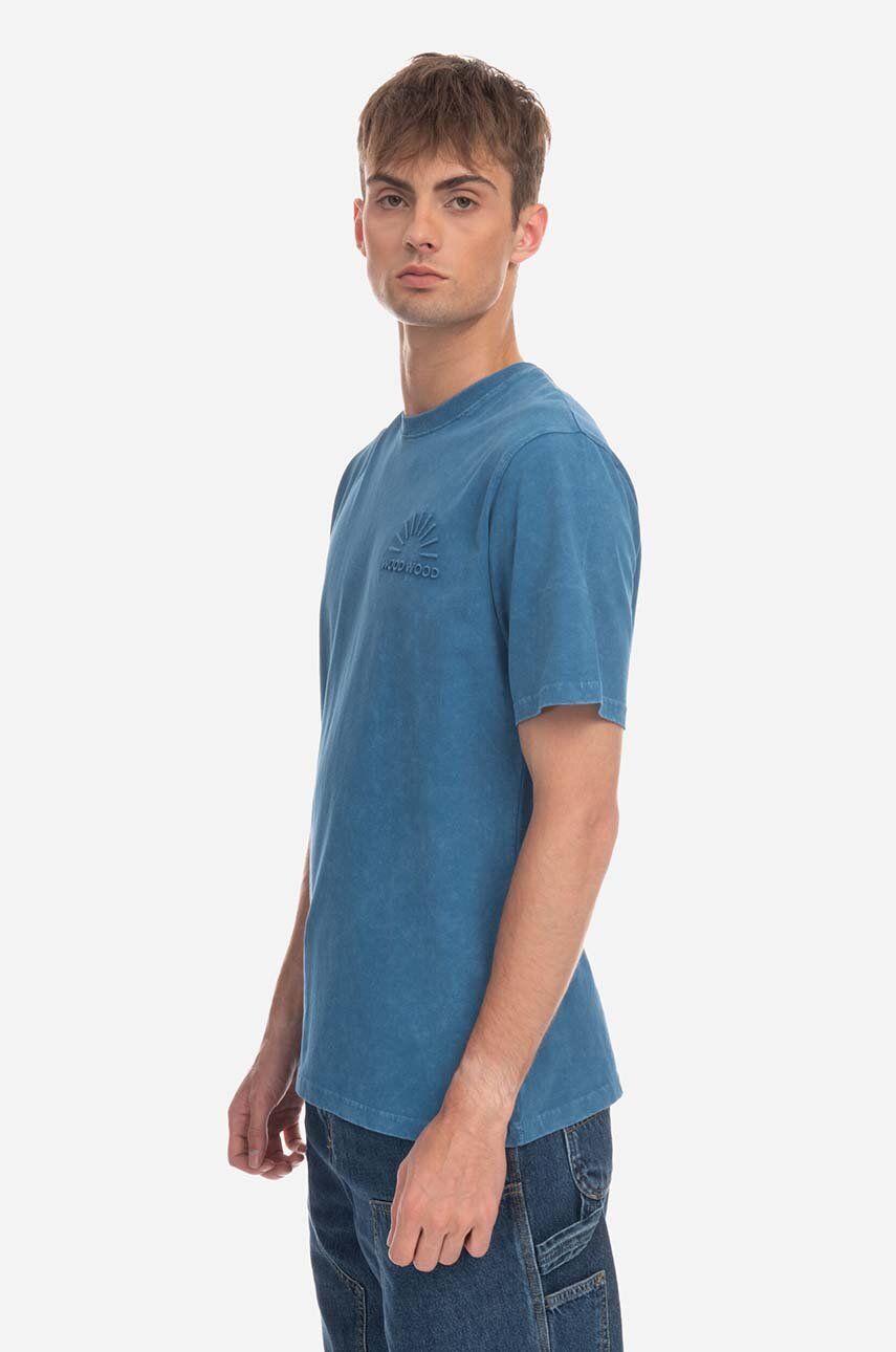 Levně Bavlněné tričko Wood Wood Sami Embossed T-shirt 12312507-2491 DARK BLUE