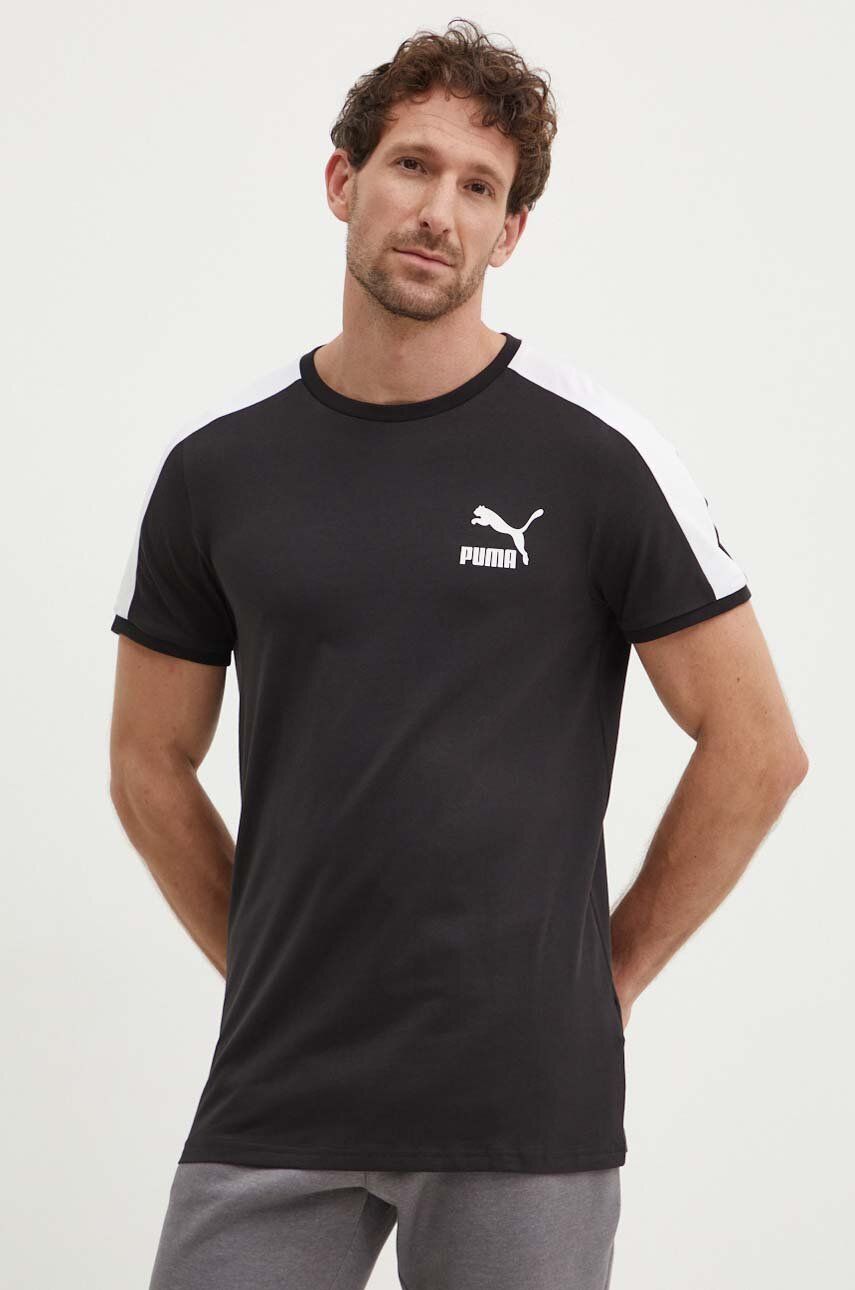Puma tricou T7 bărbați, culoarea negru, cu imprimeu 535610