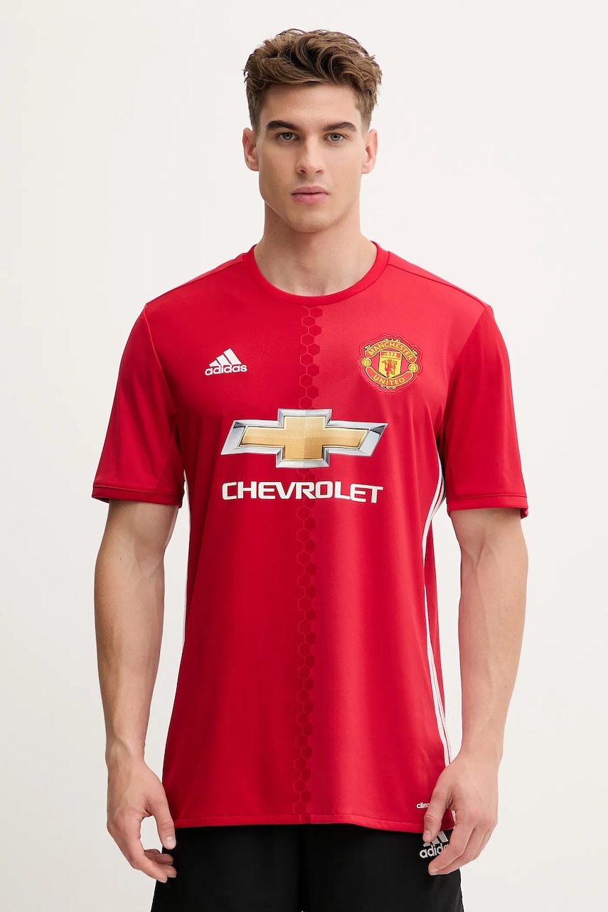 adidas tricou KOSZULKA MUFC H JSY AI6720 bărbați, culoarea roșu, cu imprimeu AI6720-red