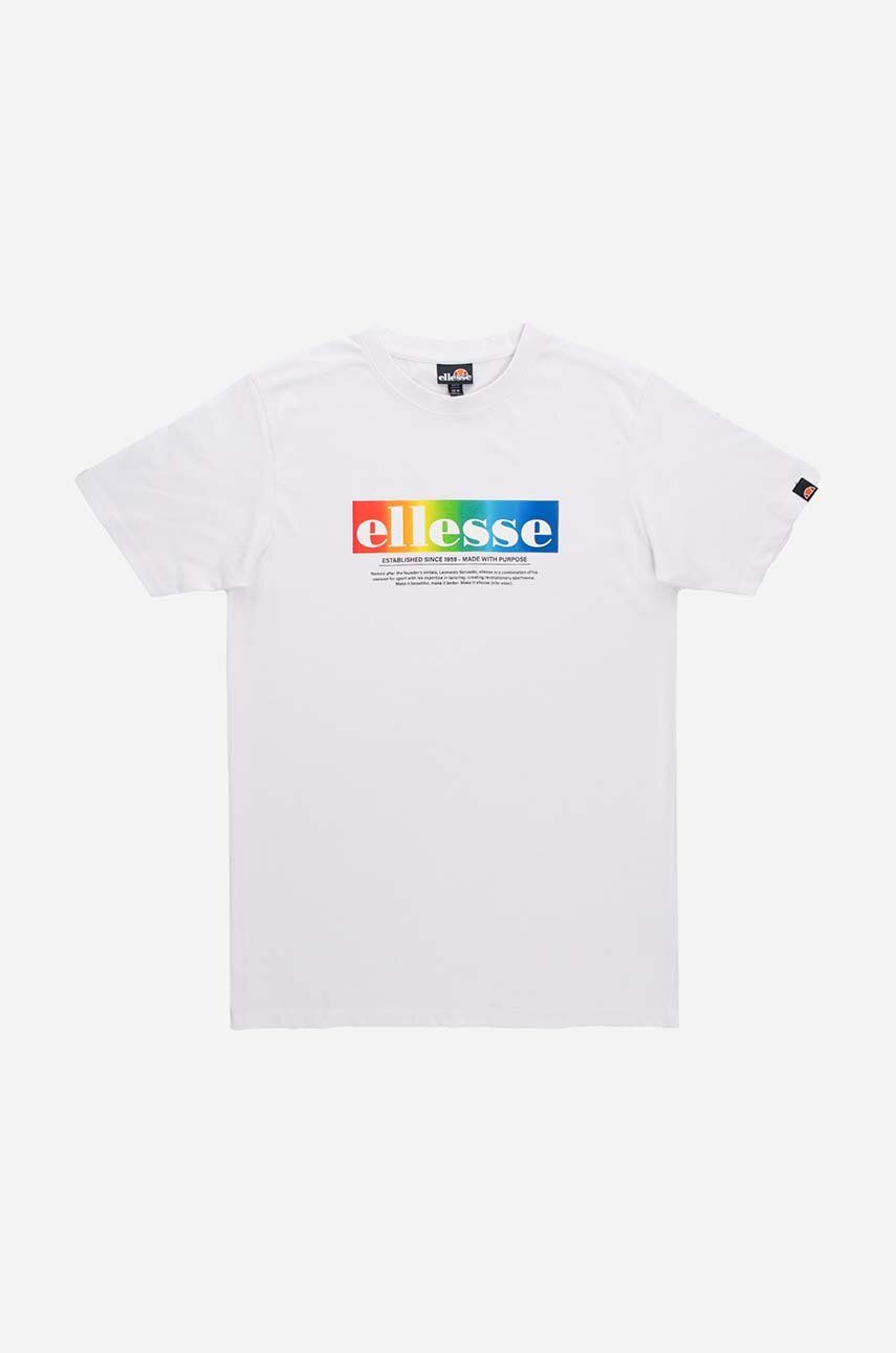 Levně Bavlněné tričko Ellesse bílá barva, s potiskem, SHR17634-WHITE