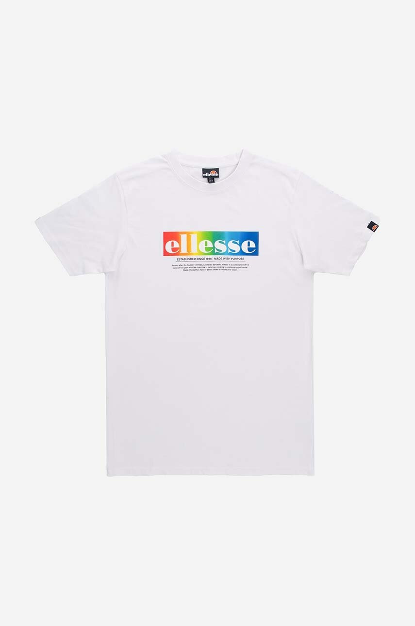 Levně Bavlněné tričko Ellesse bílá barva, s potiskem, SHR17634-WHITE