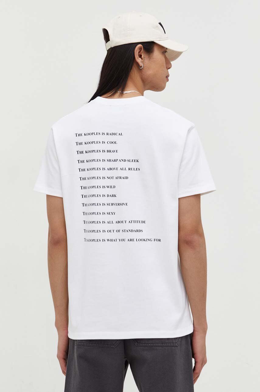 Levně Bavlněné tričko The Kooples bílá barva, s potiskem, HTSC18090K