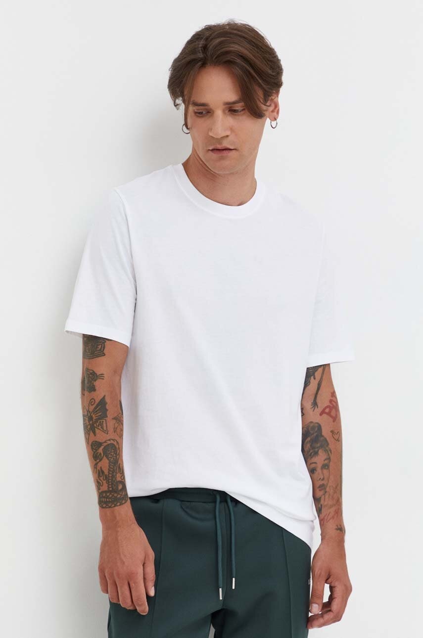 Samsoe Samsoe tricou din bumbac culoarea alb, uni Samsoe Samsoe tricou din bumbac culoarea alb, uni
