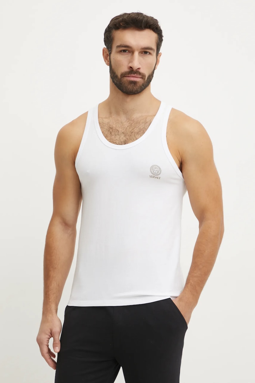 Versace tricou barbati, culoarea alb Versace tricou barbati, culoarea alb
