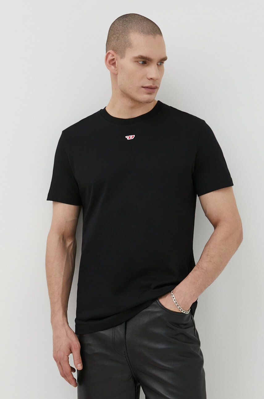 Diesel tricou din bumbac barbati, culoarea negru, cu imprimeu