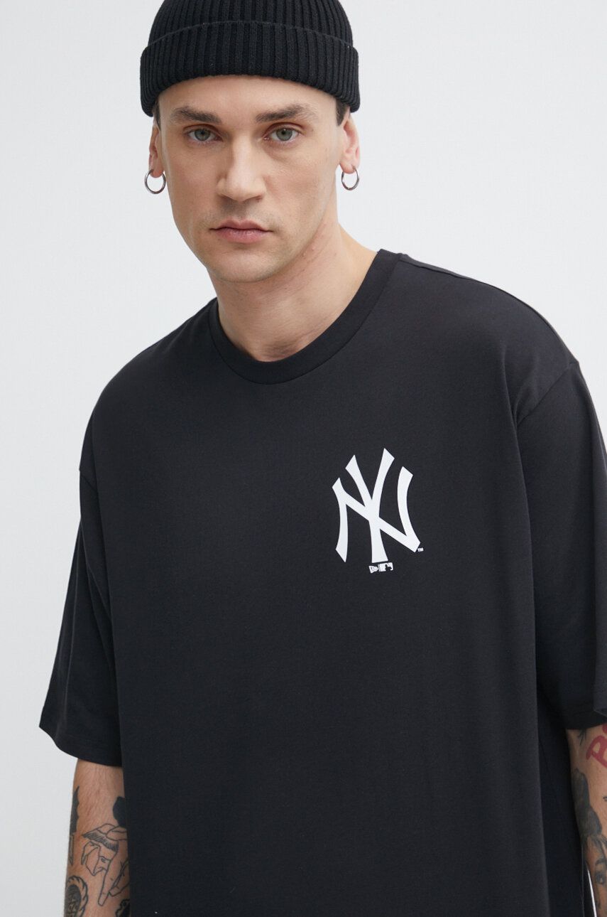 New Era tricou din bumbac barbati, culoarea negru, cu imprimeu, NEW YORK YANKEES