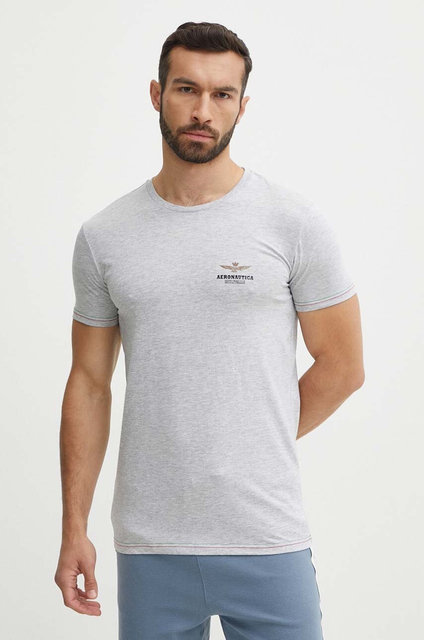 

Тениска Aeronautica Militare в сиво с принт AM1UTI003, Сив