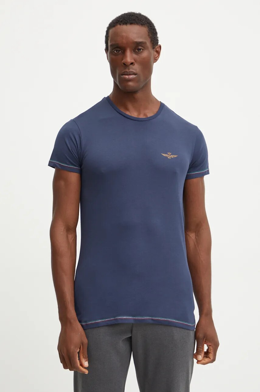 Aeronautica Militare tricou barbati, culoarea albastru marin, cu imprimeu, AM1UTI003