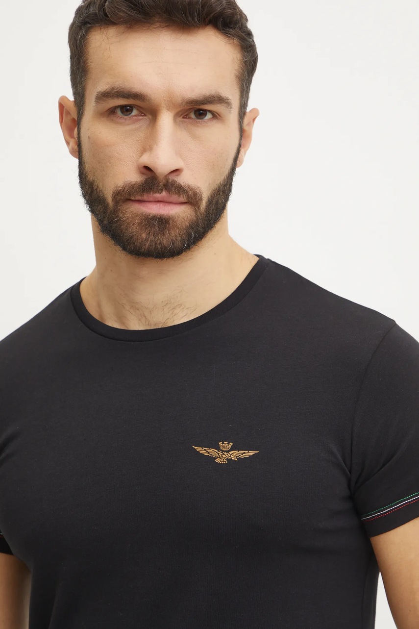 Μπλουζάκι Aeronautica Militare χρώμα: μαύρο, AM1UTI003 AM1UTI003 φωτογραφία