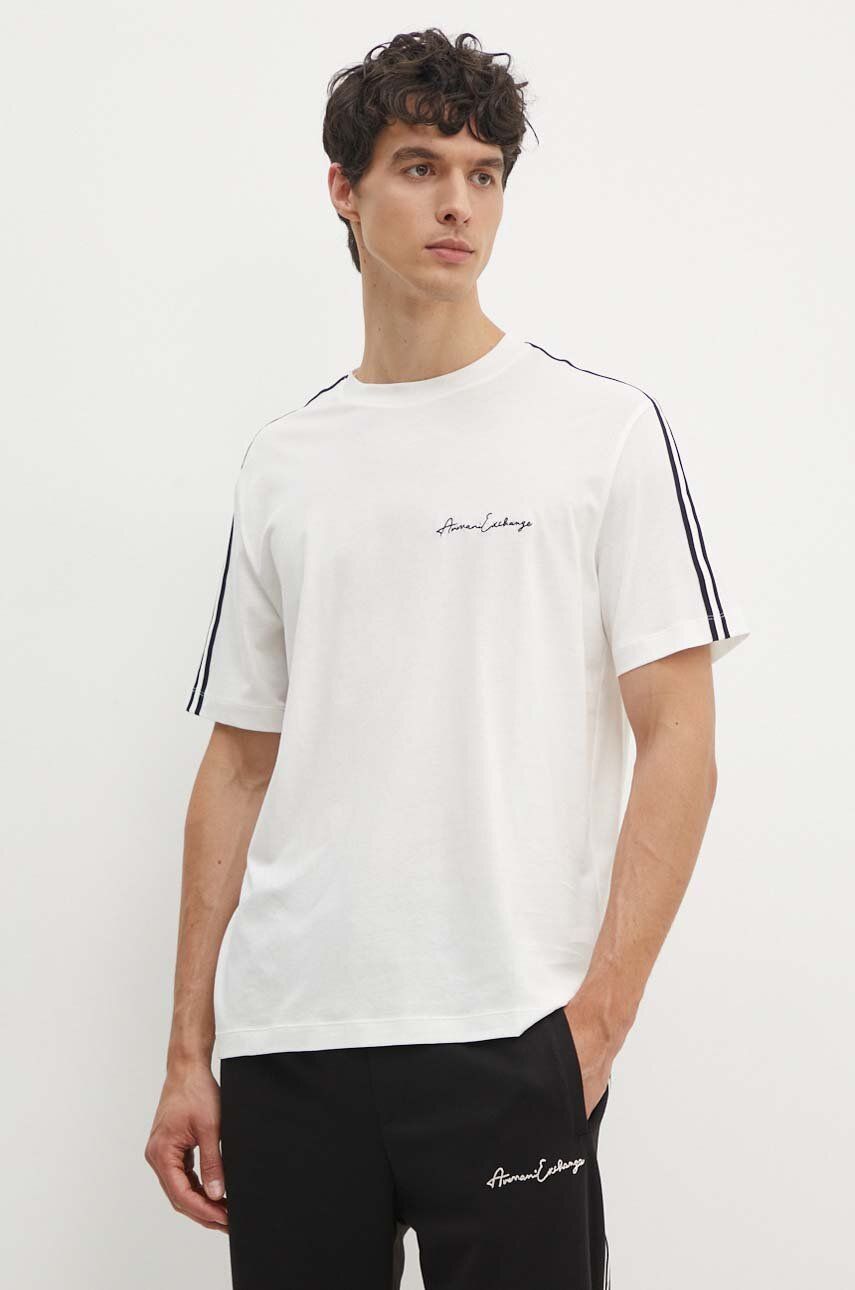 Armani Exchange tricou din bumbac barbati, culoarea alb, cu imprimeu, 8NZTSG ZJ9AZ