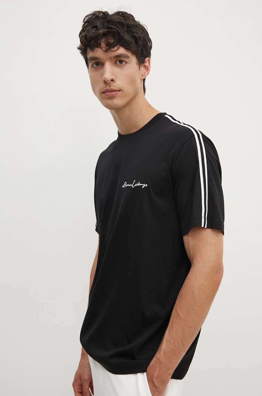 Armani Exchange tricou din bumbac barbati, culoarea negru, cu imprimeu, 8NZTSG ZJ9AZ