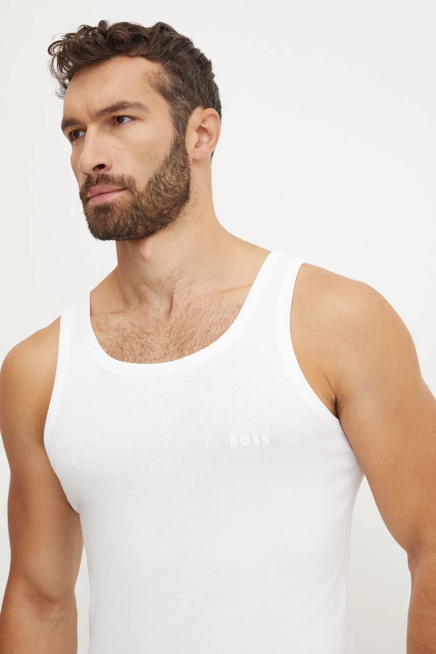 BOSS tricou din bumbac barbati, culoarea alb, 50475412