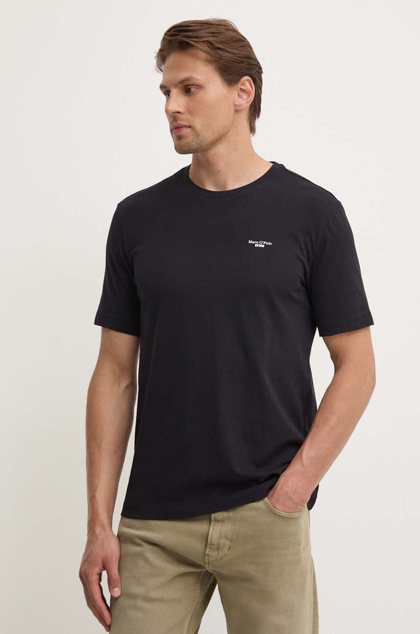 Marc O'Polo tricou din bumbac DENIM barbati, culoarea negru, neted, B61202151060