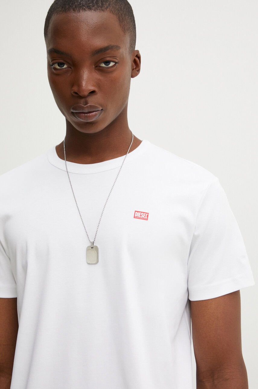 Βαμβακερό μπλουζάκι Diesel T-MIEGOR-K77 ανδρικό, χρώμα: άσπρο, A14819.0SKAF φωτογραφία