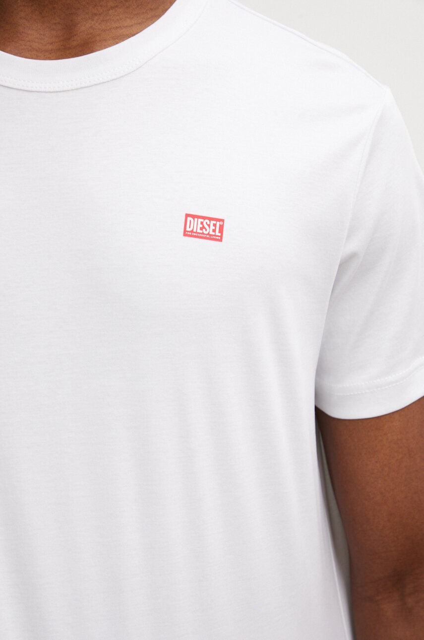 Βαμβακερό μπλουζάκι Diesel T-MIEGOR-K77 ανδρικό, χρώμα: άσπρο, A14819.0SKAF φωτογραφία