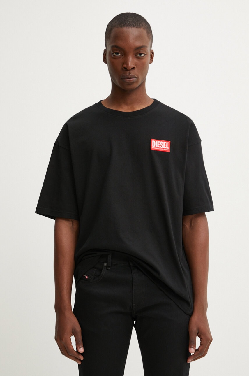 Diesel tricou din bumbac T-BOXT-LAB barbati, culoarea negru, cu imprimeu, A14947.0NIAR Diesel tricou din bumbac T-BOXT-LAB barbati, culoarea negru, cu imprimeu, A14947.0NIAR