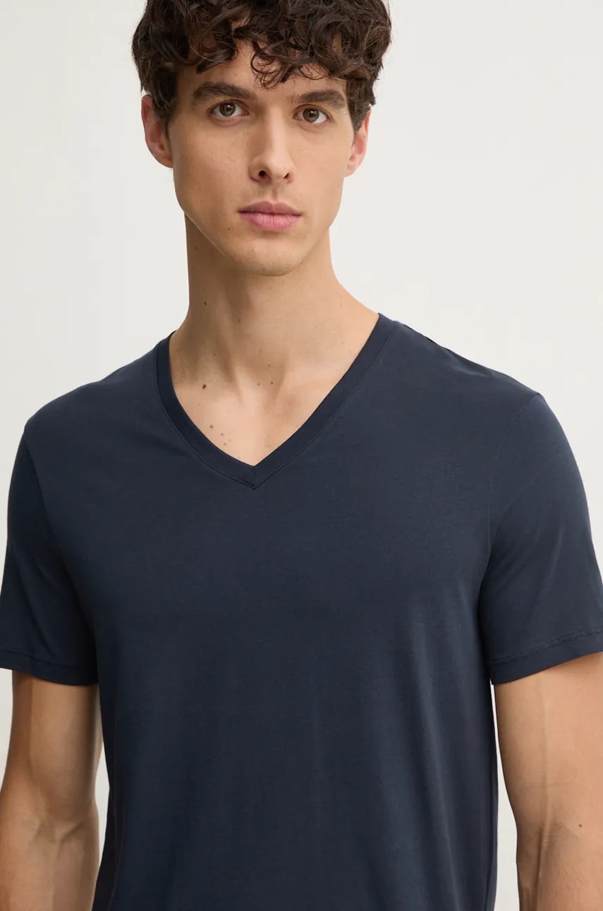 Armani Exchange tricou din bumbac barbati, culoarea albastru marin, neted, 8NZT75 ZJA5Z