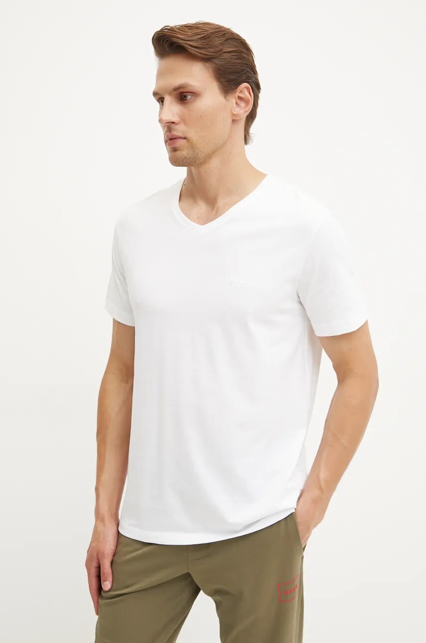 BOSS tricou din bumbac barbati, culoarea alb, neted, 50479535