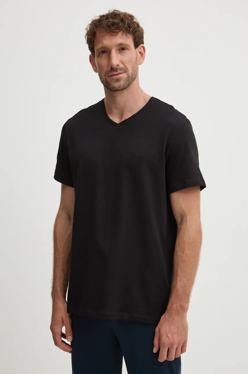 BOSS tricou din bumbac barbati, culoarea negru, neted, 50479535