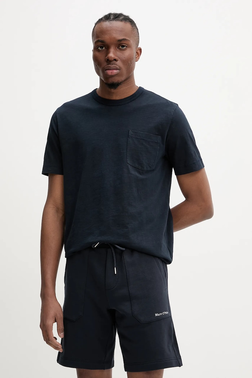 Marc O'Polo tricou din bumbac bărbați, culoarea albastru marin, uni, M23217651204 Marc O'Polo tricou din bumbac bărbați, culoarea albastru marin, uni, M23217651204