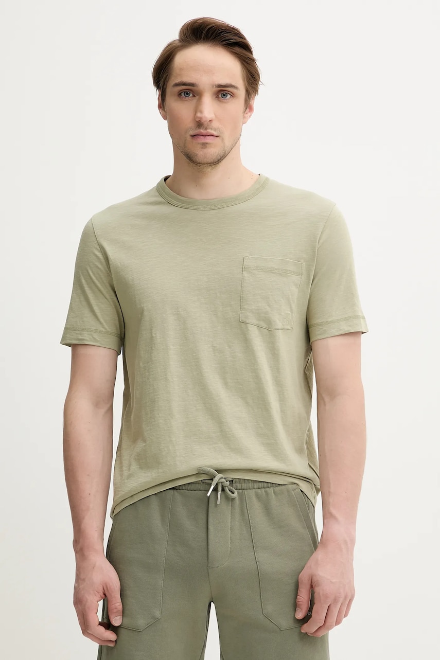 Marc O'Polo tricou din bumbac bărbați, culoarea verde, uni, M23217651204