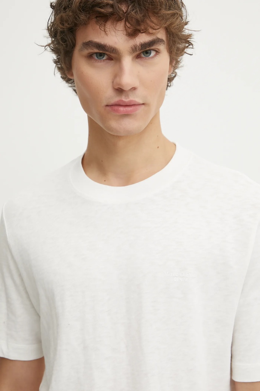 Βαμβακερό μπλουζάκι Marc O'Polo ανδρικό, χρώμα: μπεζ, B61223251098 φωτογραφία