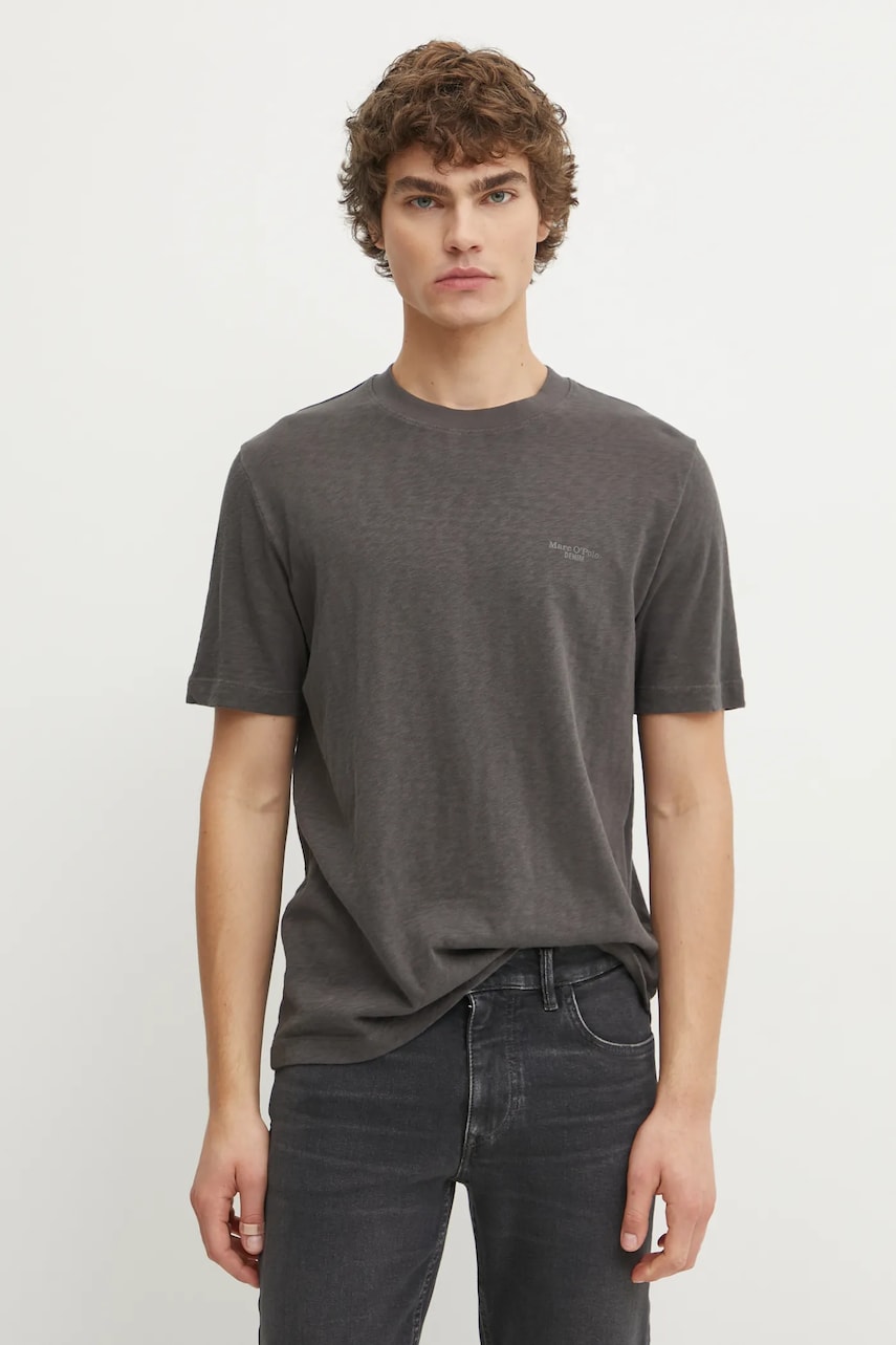 Marc O'Polo tricou din bumbac barbati, culoarea gri, neted, B61223251098