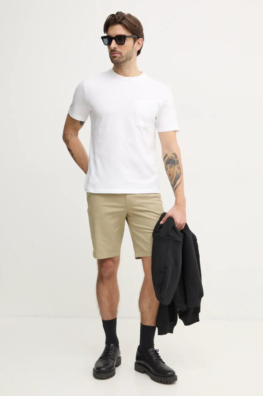 Хлопковая футболка United Colors of Benetton мужская цвет белый однотонная 3BL0U10A8 Хлопковая футболка United Colors of Benetton мужская цвет белый однотонная 3BL0U10A8