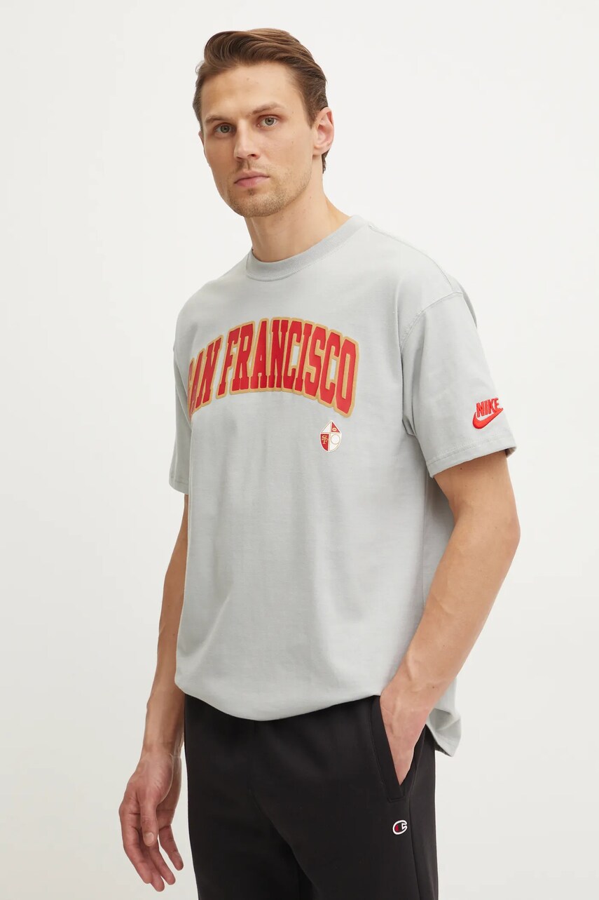 Nike tricou din bumbac San Francisco 49ers bărbați, culoarea gri, cu imprimeu, 01AY-09D-73V-NP1