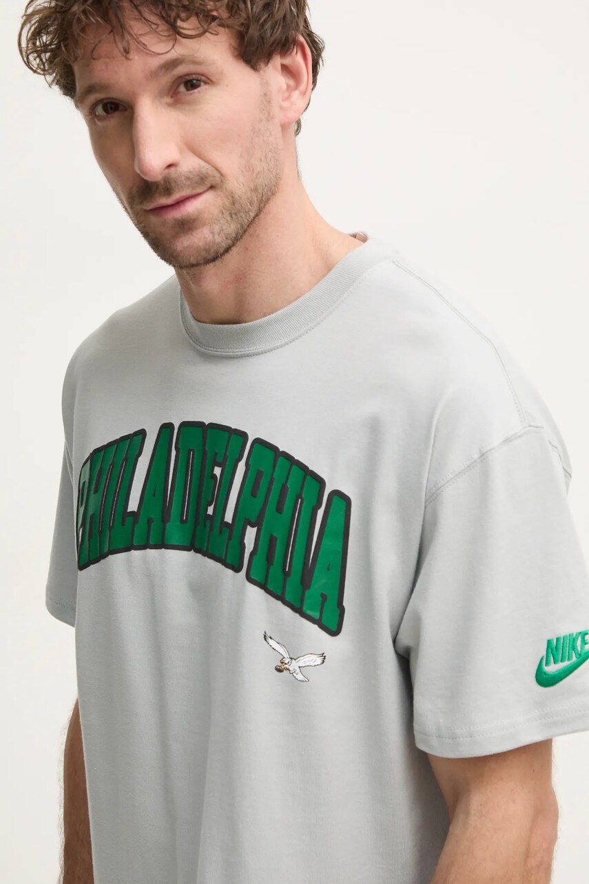 Nike tricou din bumbac Philadelphia Eagles barbati, culoarea gri, cu imprimeu, 01AY-09D-Q86-NP1