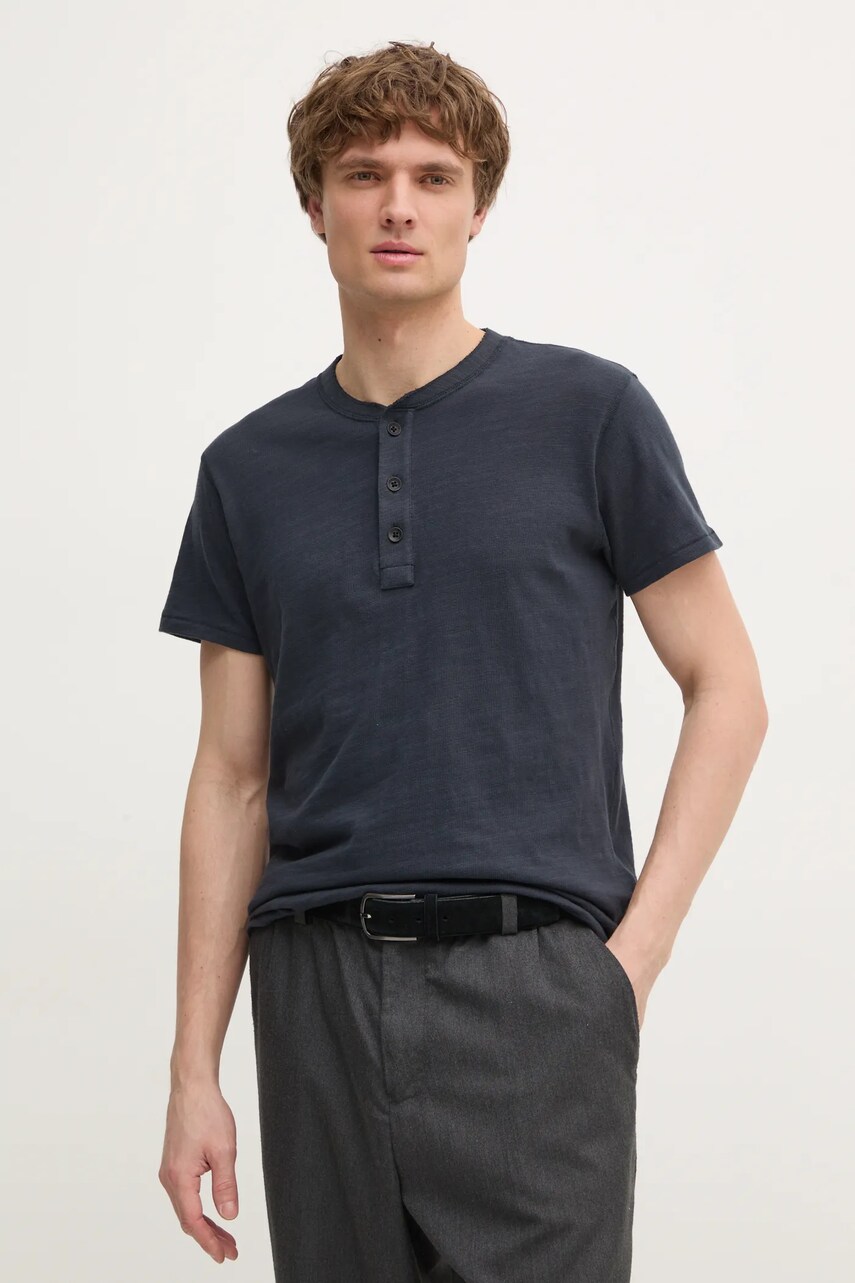 Rag & Bone tricou din bumbac barbati, culoarea albastru marin, neted, M000T906G