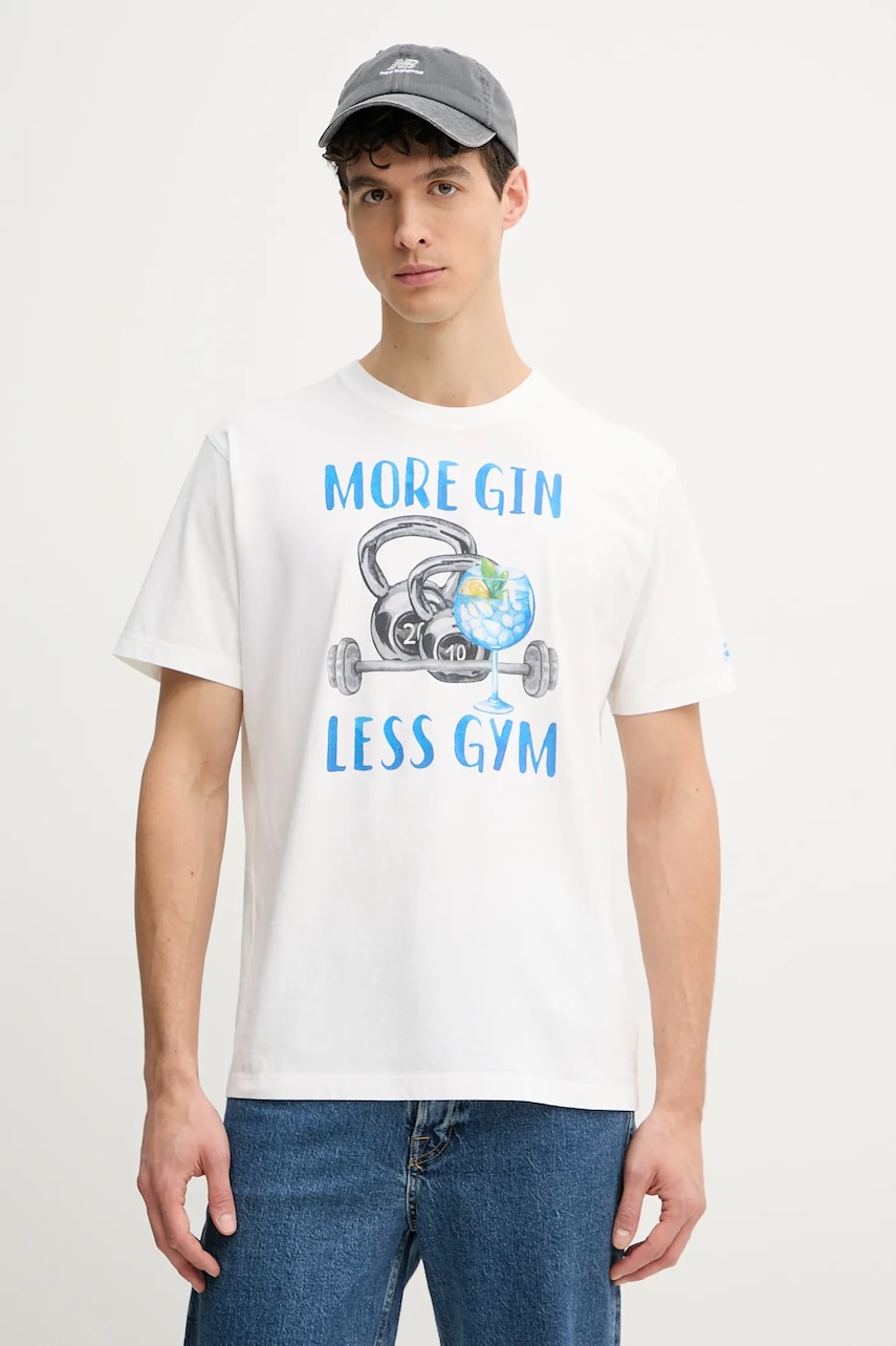 MC2 Saint Barth tricou din bumbac bărbați, culoarea alb, cu imprimeu, TSHM001