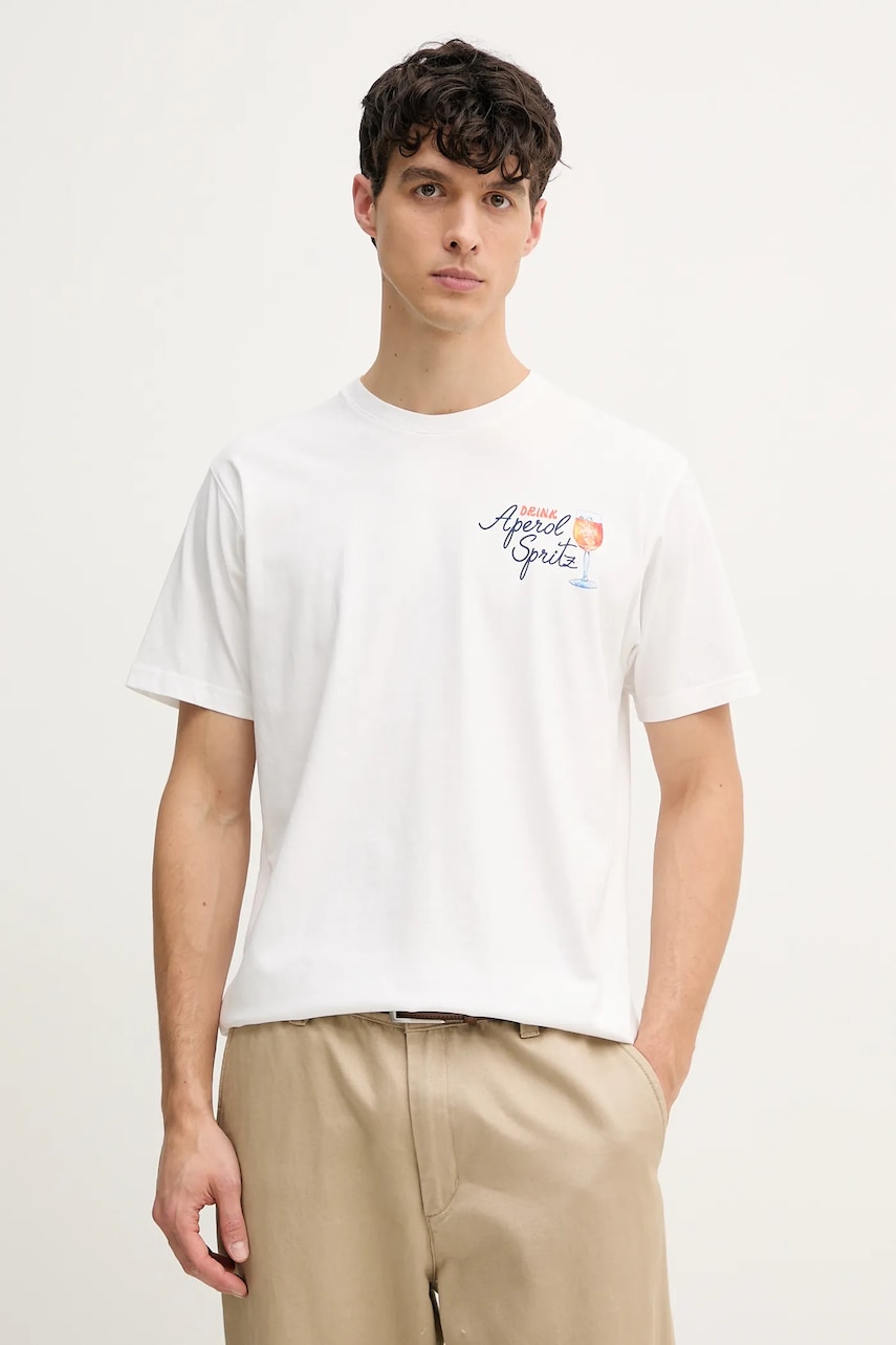 MC2 Saint Barth tricou din bumbac bărbați, culoarea alb, cu imprimeu, TSHM001 02420H MC2 Saint Barth tricou din bumbac bărbați, culoarea alb, cu imprimeu, TSHM001 02420H