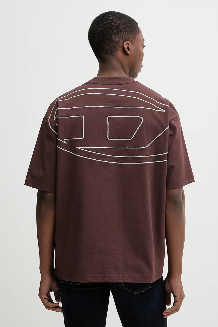 Diesel tricou din bumbac T-BOGGY-MEGOVAL-D culoarea negru, cu imprimeu, A11302.0HGAM