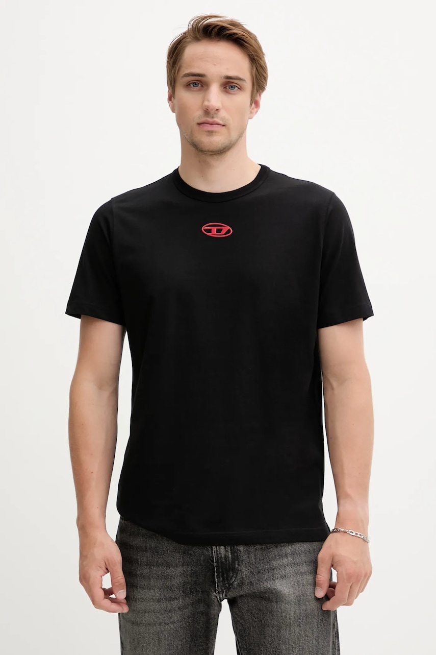 Diesel tricou din bumbac T-ADJUST-OD culoarea negru, cu imprimeu, A17880.0CLBR