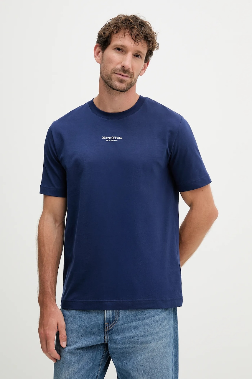 Marc O'Polo tricou din bumbac culoarea bleumarin, cu imprimeu, M26201251382 Marc O'Polo tricou din bumbac culoarea bleumarin, cu imprimeu, M26201251382