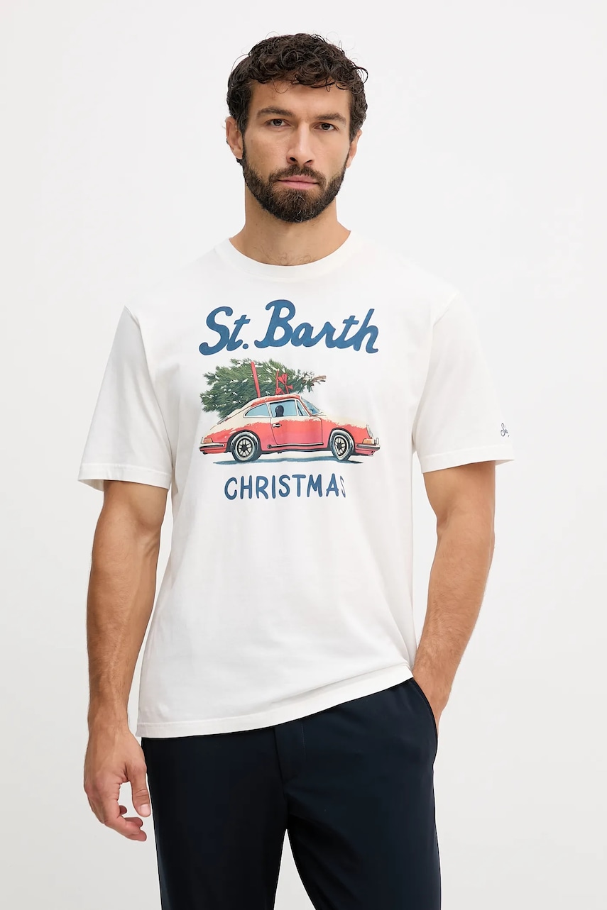 MC2 Saint Barth tricou din bumbac culoarea bej, cu imprimeu, ARN0004