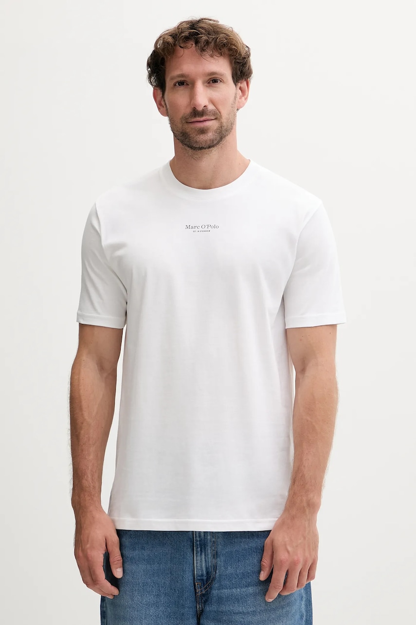 Marc O'Polo tricou din bumbac culoarea alb, cu imprimeu, B21201251382